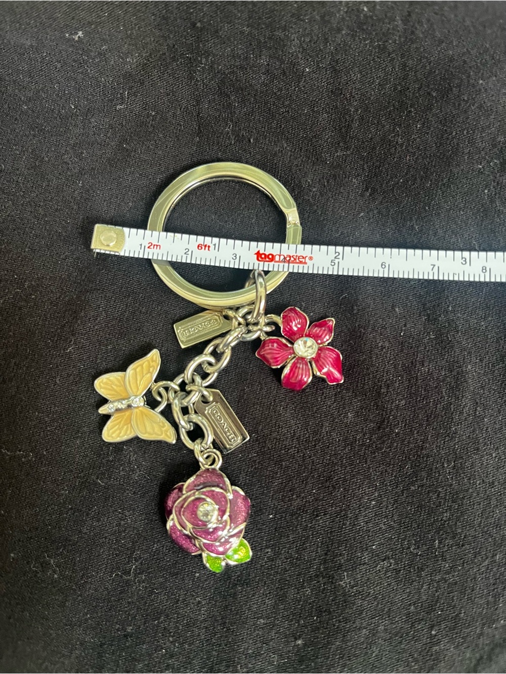 Coach Floral & Butterfly Enamel Charm Keyring - Pink, Yellow, Purple - Picture 4 of 4